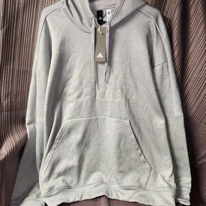 Adidas Men's Hoodie Fleece Athletic Pullover Logo Gray Size 2XL